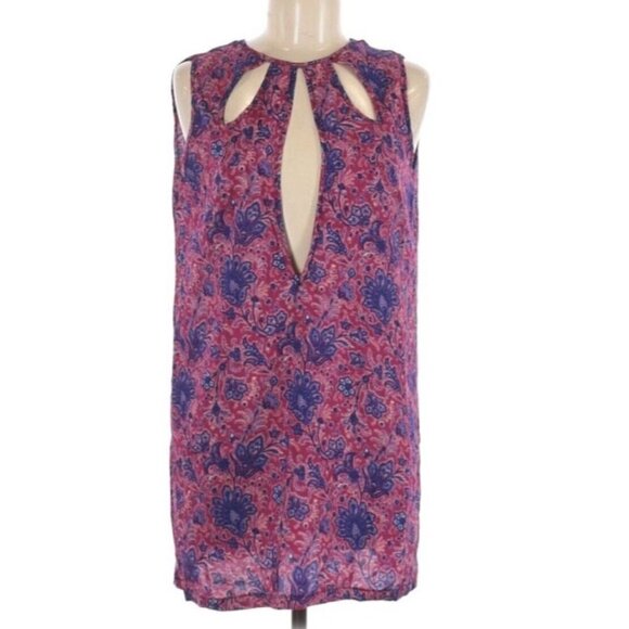 RP4LF Women's Medium Sleeveless Printed Keyhole Tank Top - Picture 1 of 6